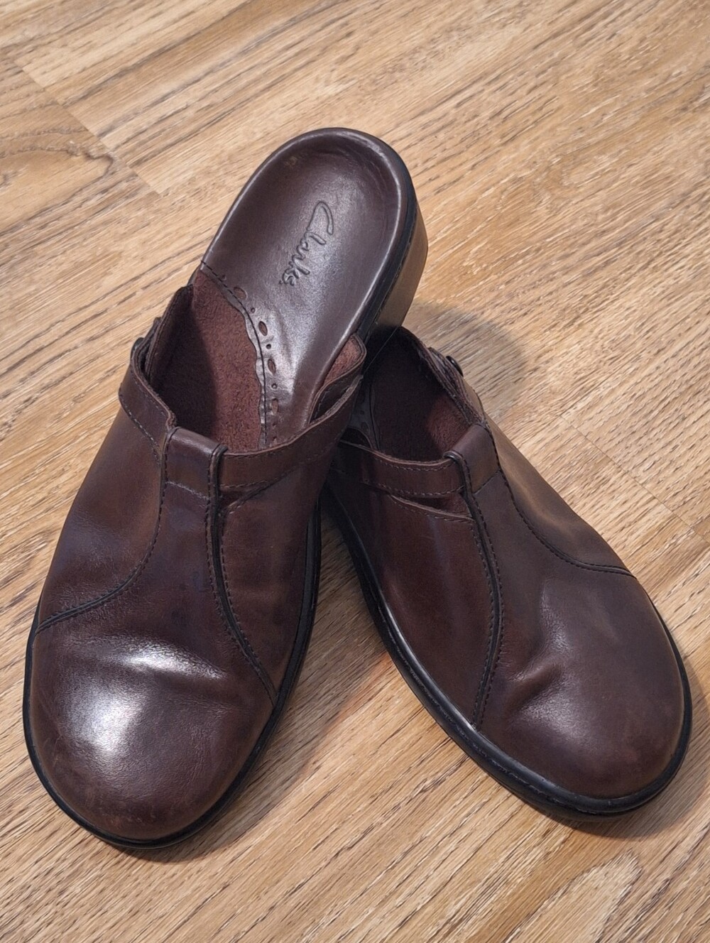 Clarks Brown Leather Slip-On Mules - 8M